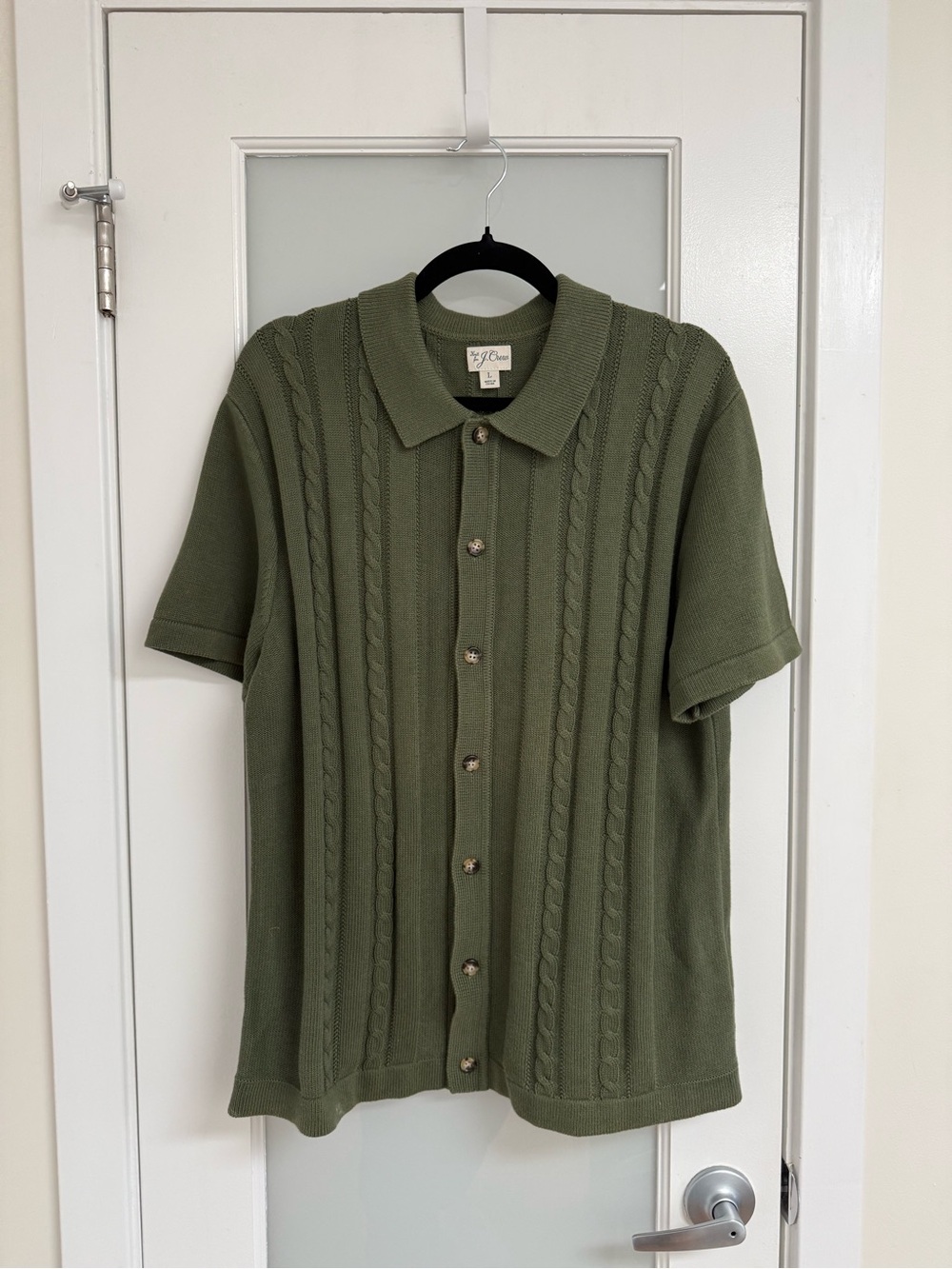J.Crew Cable Knit Button Front Shirt, Size L